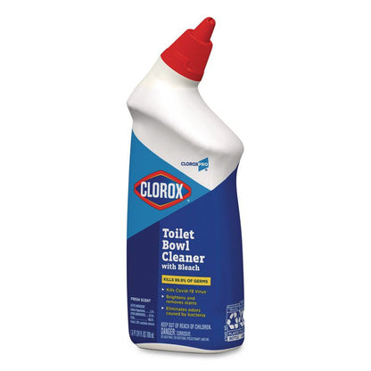 Clorox Pro Toilet Bowl Cleaner with Bleach, Fresh Scent, 24 oz Bottle, 12/Carton