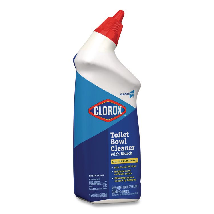 Clorox Pro Toilet Bowl Cleaner with Bleach, Fresh Scent, 24 oz Bottle