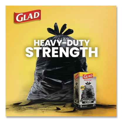 Large Quick-Tie Trash Bags, Tie-Flap, 30 gal, 0.81 mil, 30 x 33, Black, 10 Bags/Box, 12 Boxes/Carton