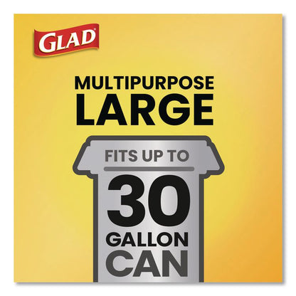 Large Quick-Tie Trash Bags, Tie-Flap, 30 gal, 0.81 mil, 30 x 33, Black, 10 Bags/Box, 12 Boxes/Carton