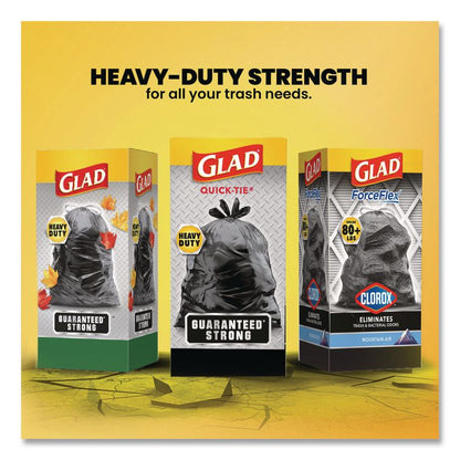 Large Quick-Tie Trash Bags, Tie-Flap, 30 gal, 0.81 mil, 30 x 33, Black, 10 Bags/Box, 12 Boxes/Carton