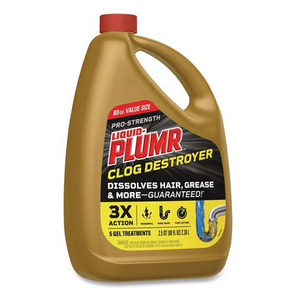 Pro-Strength Full Clog Destroyer Plus PipeGuard, Gel, 80 oz Bottle