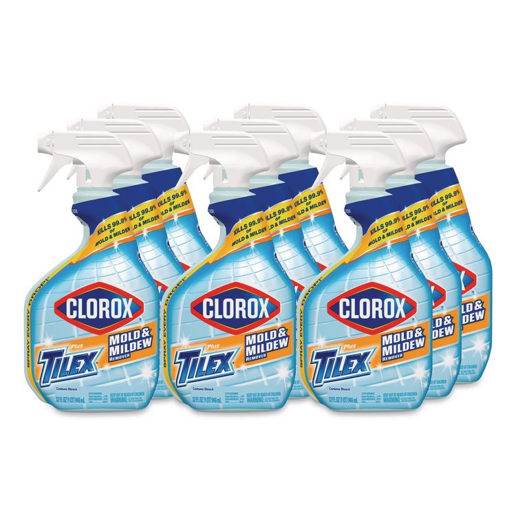 Plus Tilex Mold and Mildew Remover with Bleach, Unscented, 32 oz Spray Bottle, 9/Carton