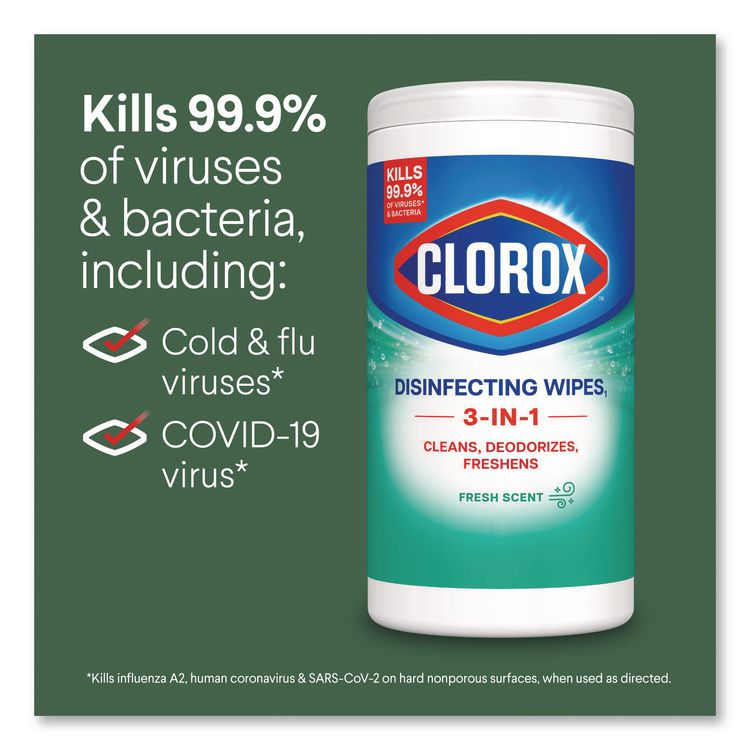 Disinfecting Wipes, Bleach Free Cleaning Wipes, 1-Ply, 7 x 8, Fresh Scent, White, 35/Canister