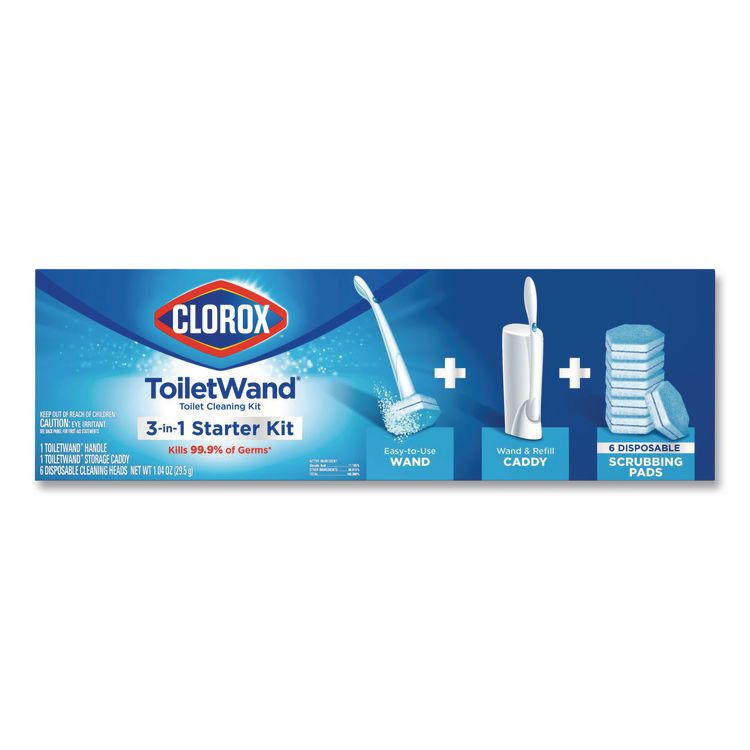 ToiletWand Disposable Toilet Cleaning System: Handle, Caddy and Refills, White, 6/Carton