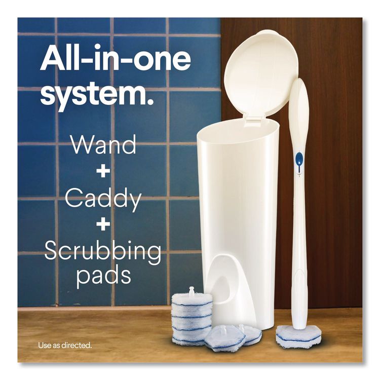 ToiletWand Disposable Toilet Cleaning System: Handle, Caddy and Refills, White, 6/Carton