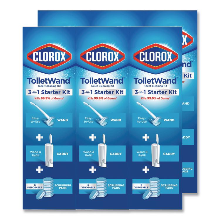 ToiletWand Disposable Toilet Cleaning System: Handle, Caddy and Refills, White, 6/Carton