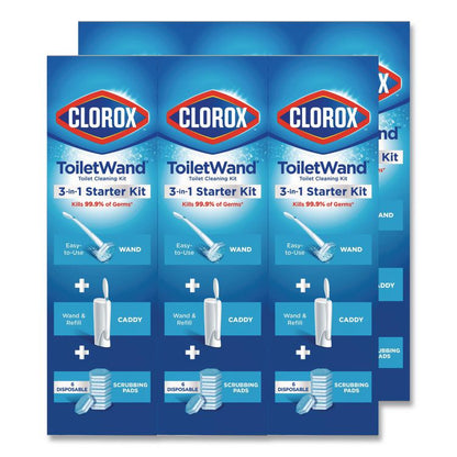 ToiletWand Disposable Toilet Cleaning System: Handle, Caddy and Refills, White, 6/Carton