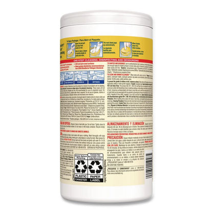 CloroxPro Disinfecting Wipes, 1-Ply, 7 x 8, Lemon Fresh, White, 75/Canister, 6/Carton