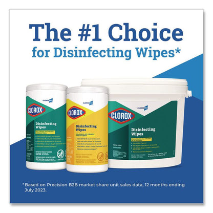 CloroxPro Disinfecting Wipes, 1-Ply, 7 x 8, Lemon Fresh, White, 75/Canister, 6/Carton