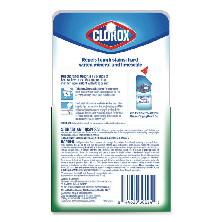 Ultra Clean Toilet Tablets Bleach, 3.5 oz Tablet, 2/Pack, 6 Packs/Carton