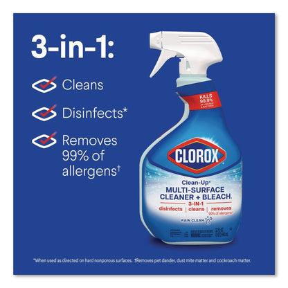 Clean-Up Multi-Surface Cleaner with Bleach, Rain Clean Scent, 32 oz Spray Bottle,9/Carton