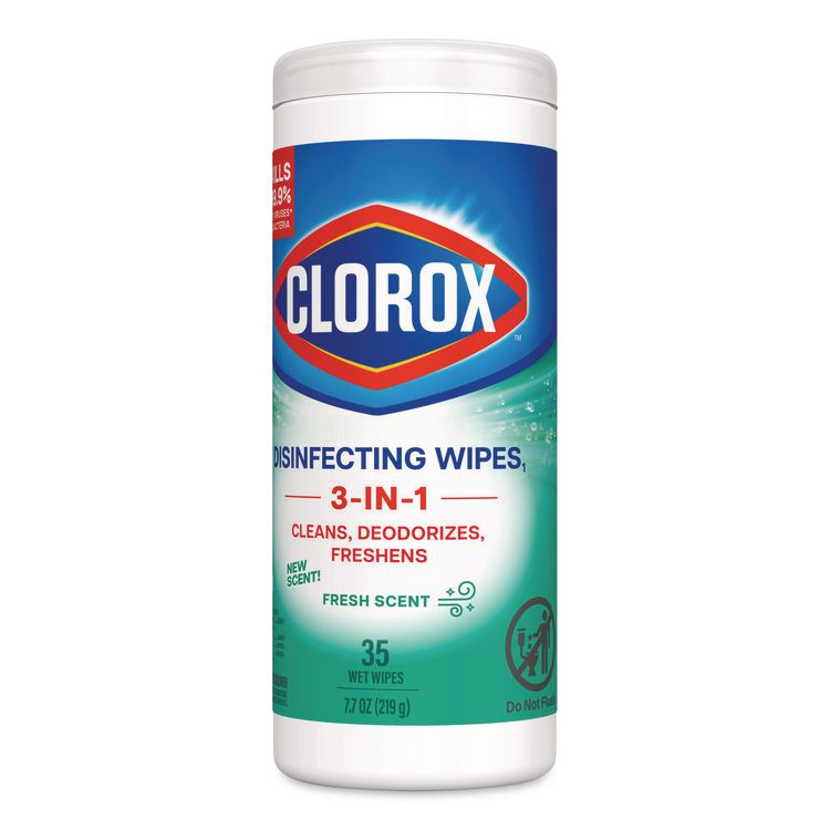 Disinfecting Wipes, Bleach Free Cleaning Wipes, 1-Ply, 7 x 8, Fresh Scent, White, 35/Canister