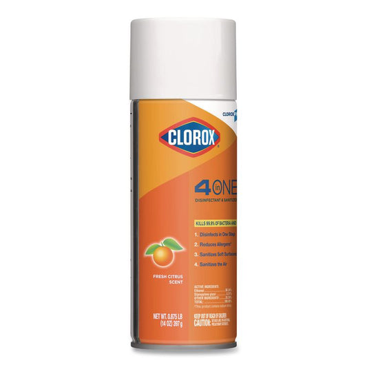 4-in-One Disinfectant and Sanitizer, Citrus Scent, 14 oz Aerosol Spray, 12/Carton