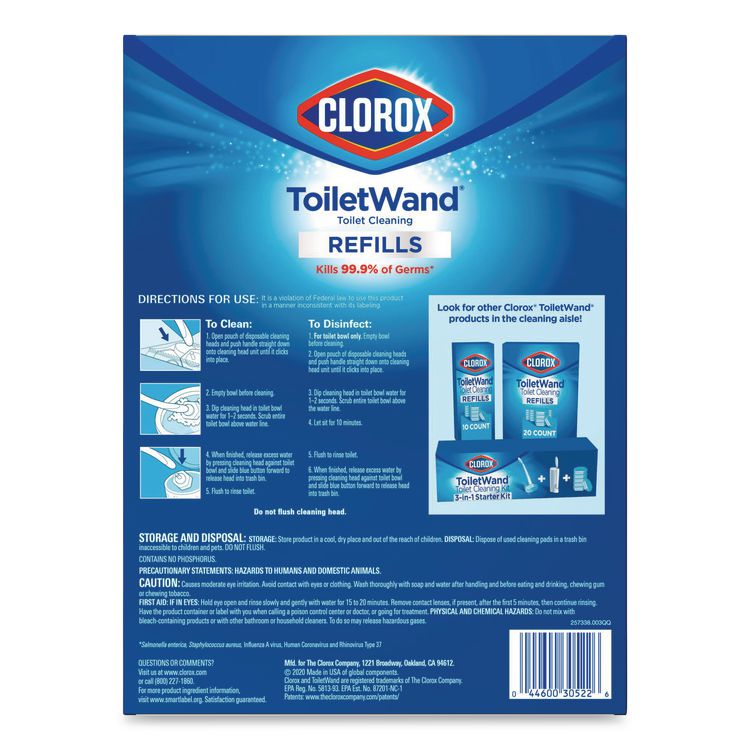ToiletWand Toilet Cleaning Refills, Disinfecting Scrubbing Pads, 20 Count, 4/Carton