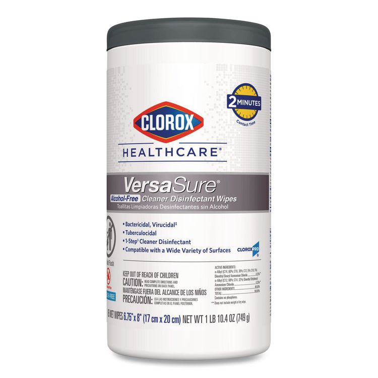 VersaSure Cleaner Disinfectant Wipes, 1-Ply, 6.75 x 8, Fragranced, White, 85/Canister, 6 Canisters/Carton