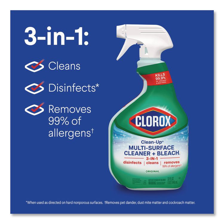 Clean-Up Multi-Surface Cleaner with Bleach, Original Scent, 32 oz Spray Bottle, 9/Carton