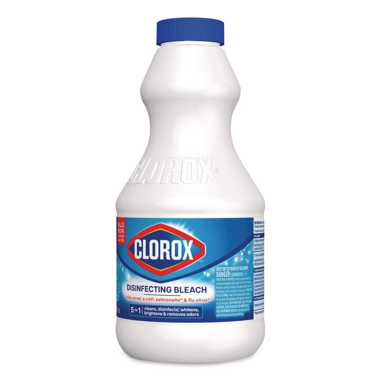 Concentrated Regular Disinfecting Bleach, Unscented, 24 oz Bottle, 12/Carton