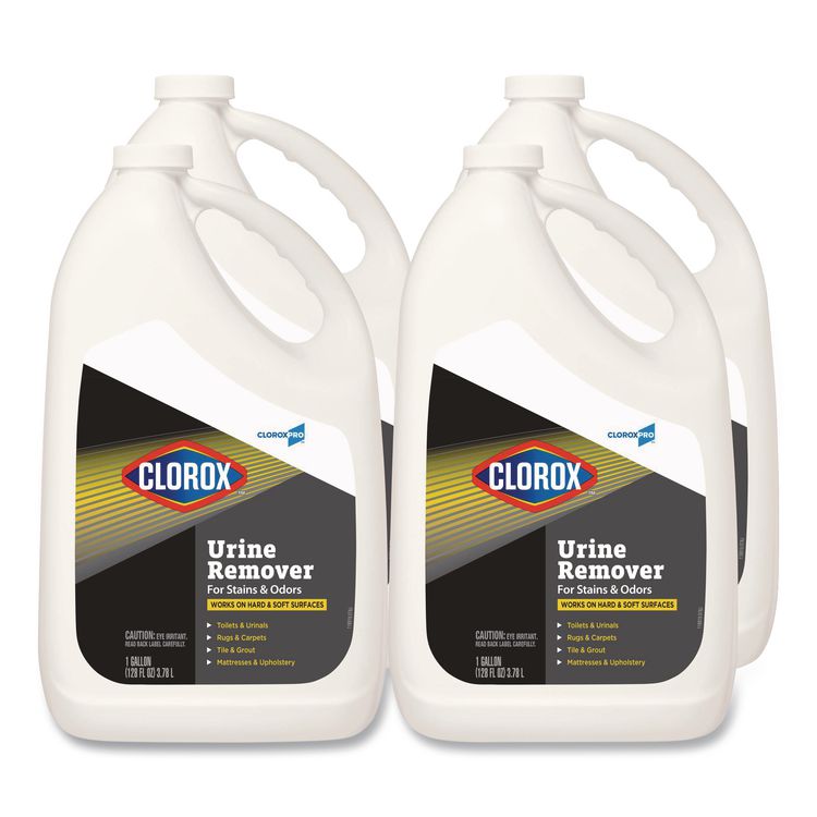 CloroxPro Urine Remover for Stains and Odors, Clean Floral Scent, 128 oz Refill Bottle, 4/Carton