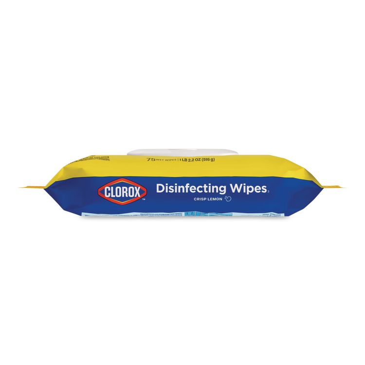 Disinfecting Cleaning Wipes Flex Pack, 1-Ply, 8 x 7, Crisp Lemon, White, 75 Towels/Pack, 6 Packs/Carton