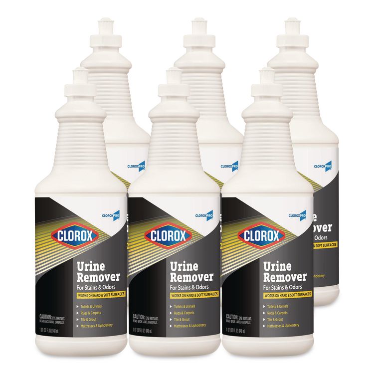 CloroxPro Urine Remover for Stains and Odors, Clean Floral Scent, 32 oz Pull-Top Bottle, 6/Carton