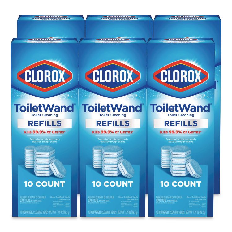 ToiletWand Toilet Cleaning Refills, Toilet Cleaning Scrubbing Pads, Blue/White, 10/Pack, 6 Packs/Carton