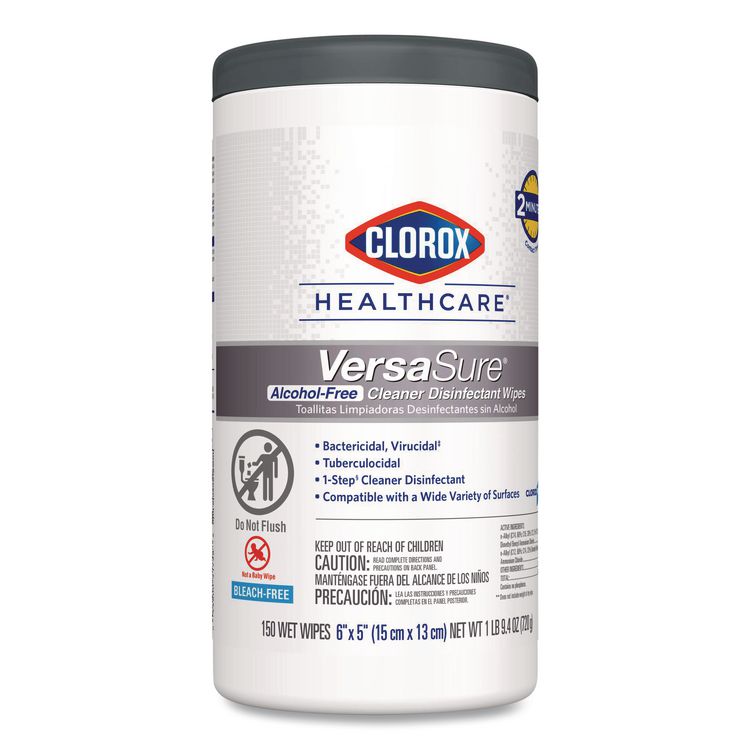 VersaSure Cleaner Disinfectant Wipes, 1-Ply, 6 x 5, Fragranced, White, 150/Canister, 6 Canisters/Carton
