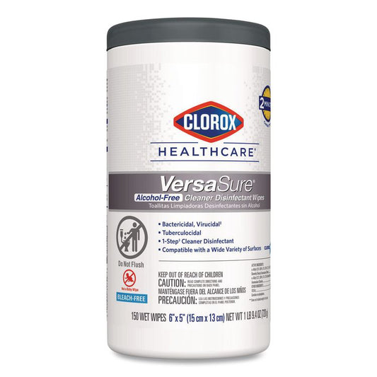 VersaSure Cleaner Disinfectant Wipes, 1-Ply, 6 x 5, Fragranced, White, 150/Canister, 6 Canisters/Carton