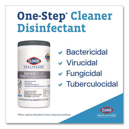VersaSure Cleaner Disinfectant Wipes, 1-Ply, 6 x 5, Fragranced, White, 150/Canister, 6 Canisters/Carton