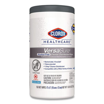 VersaSure Cleaner Disinfectant Wipes, 1-Ply, 6 x 5, Fragranced, White, 150 Towels/Canister