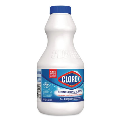 Concentrated Regular Disinfecting Bleach, Unscented, 24 oz Bottle, 12/Carton