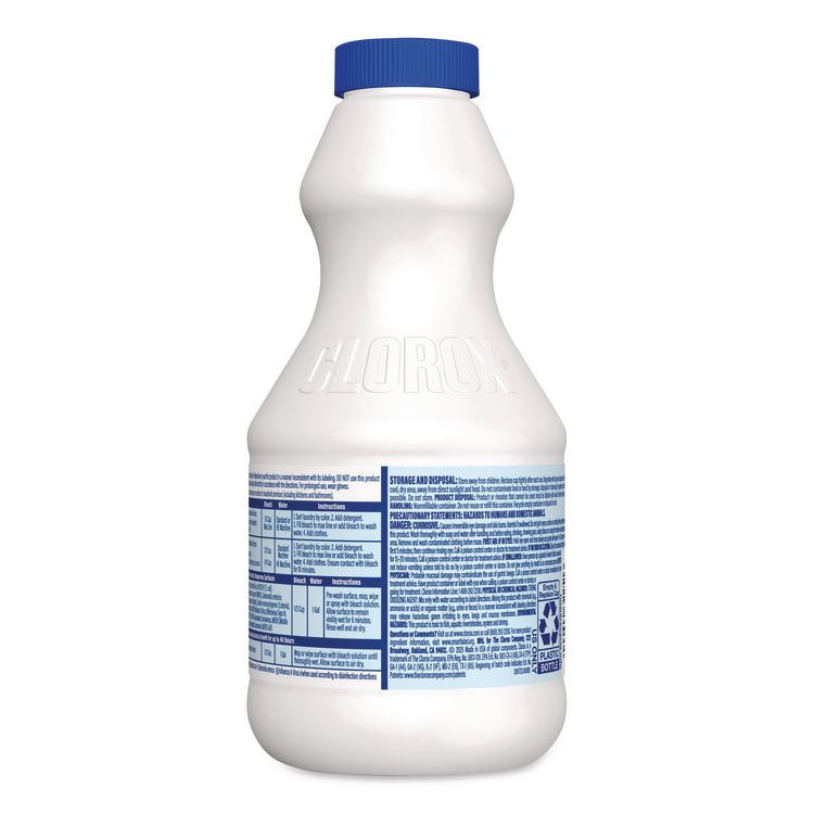 Concentrated Regular Disinfecting Bleach, Unscented, 24 oz Bottle, 12/Carton