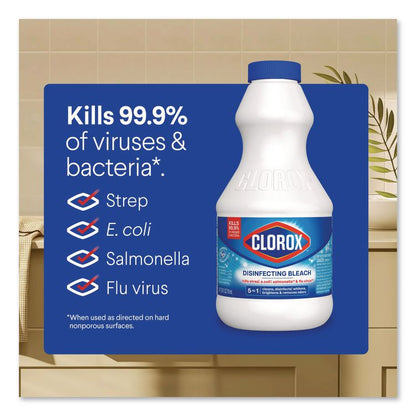 Concentrated Regular Disinfecting Bleach, Unscented, 24 oz Bottle, 12/Carton