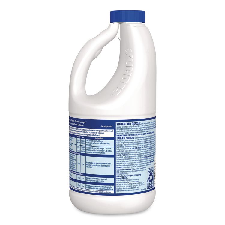 Concentrated Regular Disinfecting Bleach, Unscented, 43 oz Bottle, 6/Carton