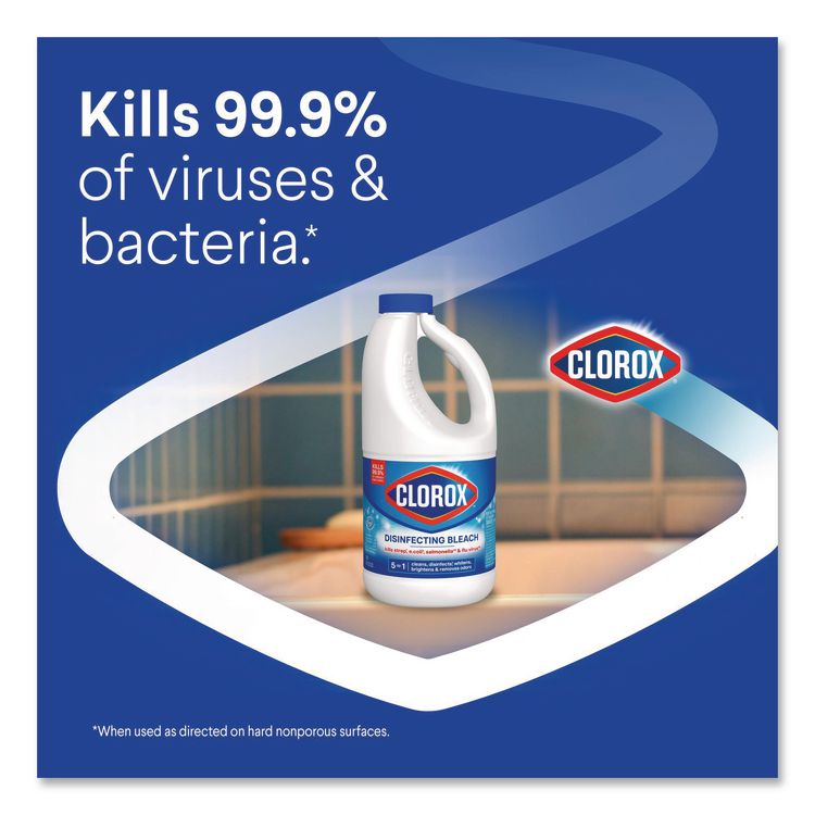 Concentrated Regular Disinfecting Bleach, Unscented, 43 oz Bottle, 6/Carton