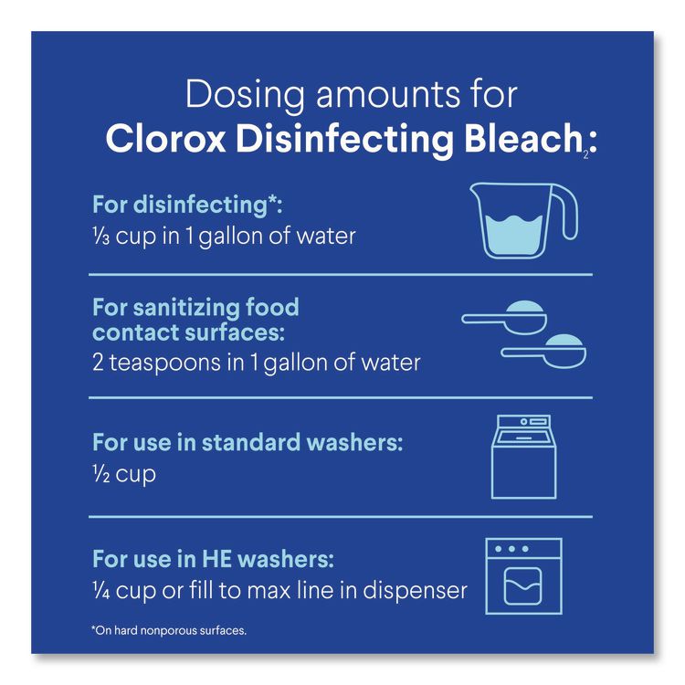 Concentrated Regular Disinfecting Bleach, Unscented, 43 oz Bottle, 6/Carton