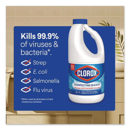 Concentrated Regular Disinfecting Bleach, Unscented, 43 oz Bottle, 6/Carton