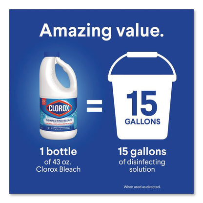 Concentrated Regular Disinfecting Bleach, Unscented, 43 oz Bottle, 6/Carton
