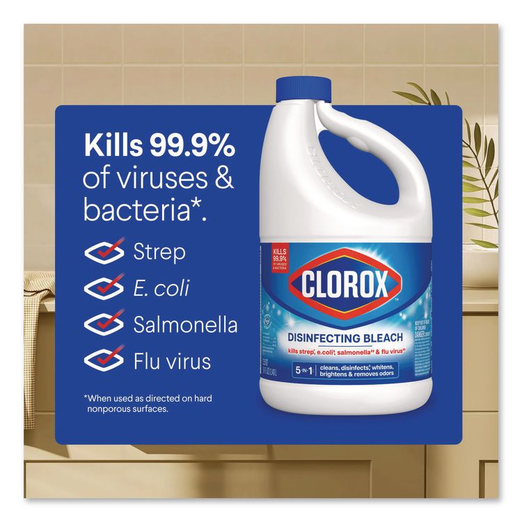 Concentrated Regular Disinfecting Bleach, Unscented, 81 oz Bottle, 6/Carton