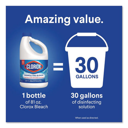Concentrated Regular Disinfecting Bleach, Unscented, 81 oz Bottle, 6/Carton