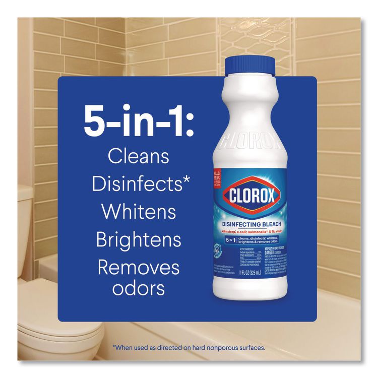 Concentrated Regular Disinfecting Bleach, Unscented, 11 oz Bottle, 28/Carton