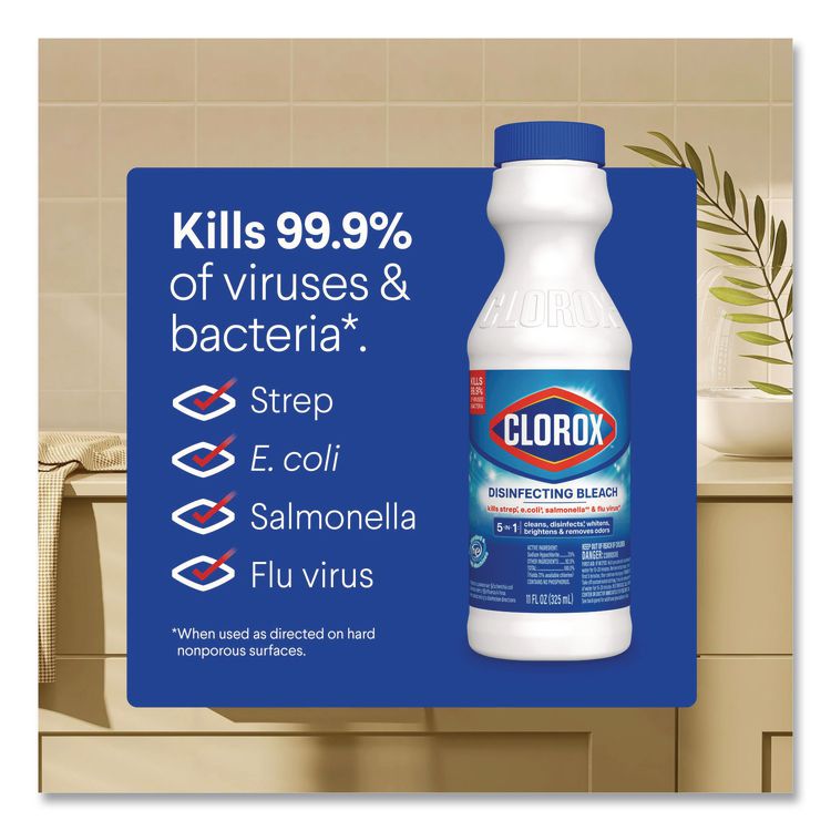 Concentrated Regular Disinfecting Bleach, Unscented, 11 oz Bottle, 28/Carton