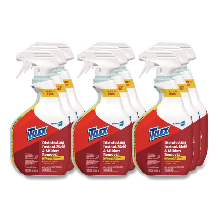 CloroxPro Disinfecting Instant Mold and Mildew Remover, Unscented, 32 oz Smart Tube Spray, 9/Carton