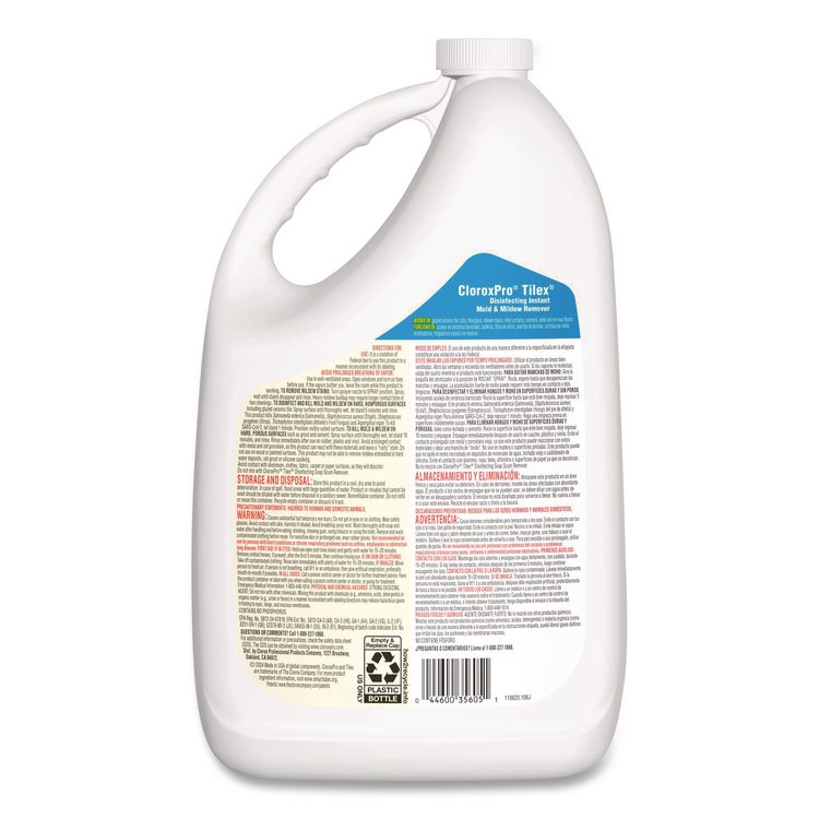 CloroxPro Disinfecting Instant Mold and Mildew Remover, Unscented, 128 oz Refill Bottle, 4/Carton