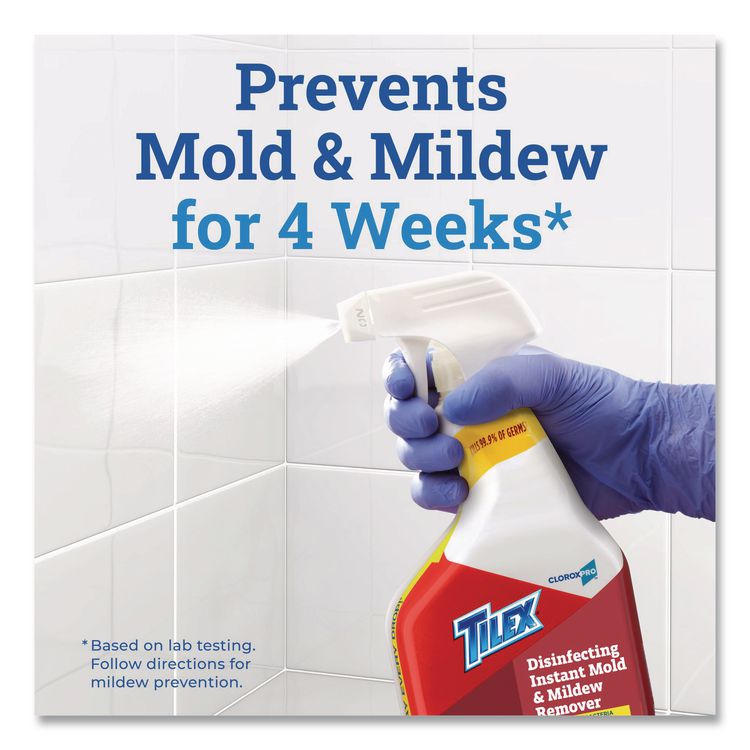 CloroxPro Disinfecting Instant Mold and Mildew Remover, Unscented, 128 oz Refill Bottle, 4/Carton