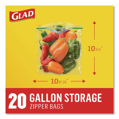 Zipper Food Storage Plastic Bags, Gallon Size, 10.75 x 10.19, Clear, 20 Bags/Box, 12 Boxes/Carton