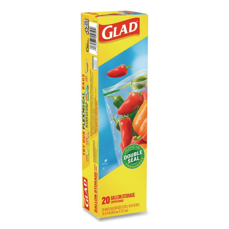 Zipper Food Storage Plastic Bags, Gallon Size, 10.75 x 10.19, Clear, 20 Bags/Box, 12 Boxes/Carton