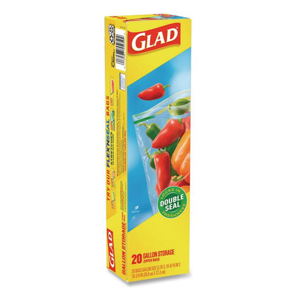 Zipper Food Storage Plastic Bags, Gallon Size, 10.75 x 10.19, Clear, 20 Bags/Box, 12 Boxes/Carton