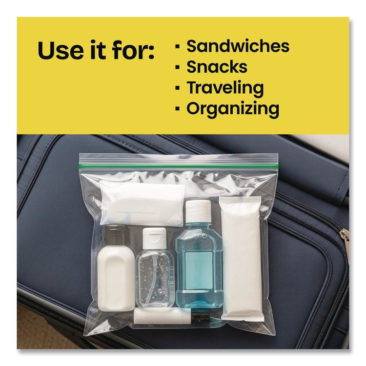 Zipper Food Storage Plastic Sandwich Bags, 6.63 x 5.88, Clear, 50 Bags/Box, 12 Boxes/Carton