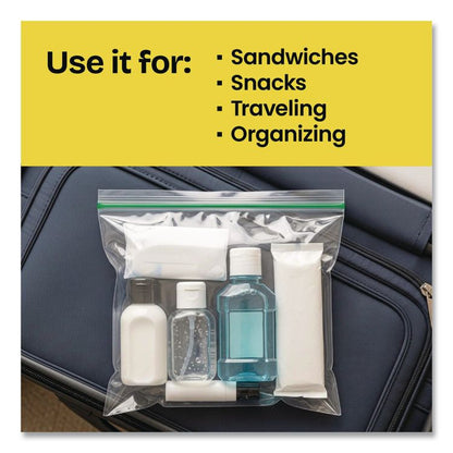 Zipper Food Storage Plastic Sandwich Bags, 6.63 x 5.88, Clear, 50 Bags/Box, 12 Boxes/Carton
